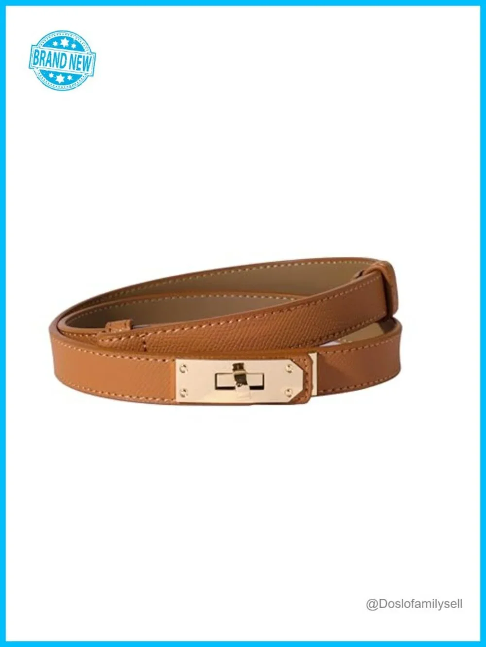 Skinny Leather Belt with Turn Lock Adjustable Waistband for Dresses Jeans Coats